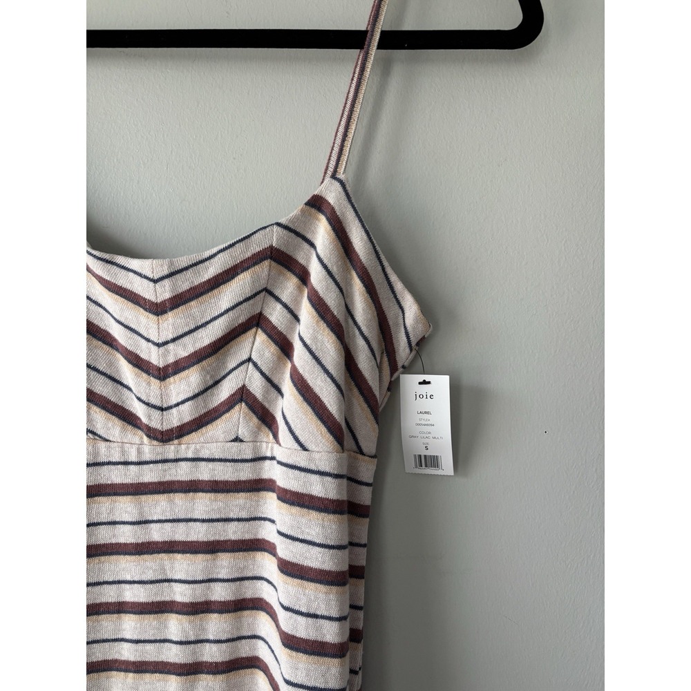 Soft Joie Women's Laurel Stripe Cotton Midi Dress Gray Lilac Multi Sz Small NEW - Picture 4 of 5